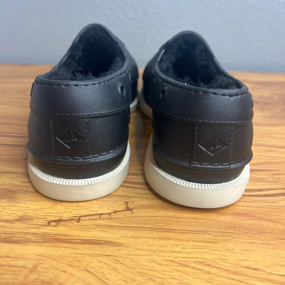 Sperry Float Cozy Slip On Boat Shoes Womens 8 Faux Fur Lined Casual Black NEW - Picture 3 of 9